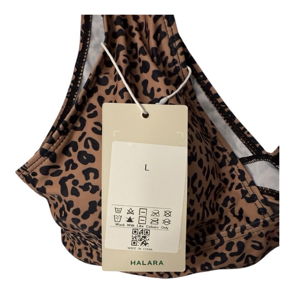 Halara Deep V-Neck Leopard Print Bikini Top Large NWT - Picture 5 of 7